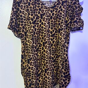 Magic Fit Brown and Black Ruffled Blouse